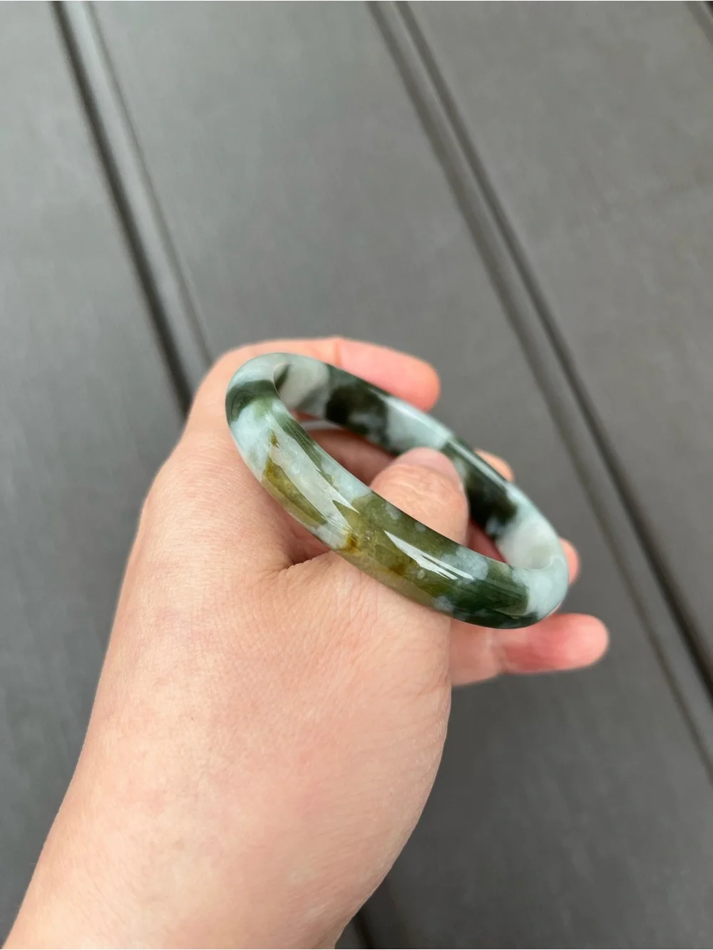 BW105-L 56.5mm Certified Untreated Grade A Burmese Jadeite Bangle Jade Bracelet
